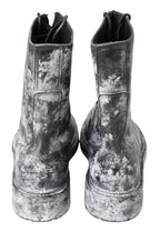 Dolce & Gabbana Chic Black Lace-Up Boots with Gray White Fade - ACCEXO