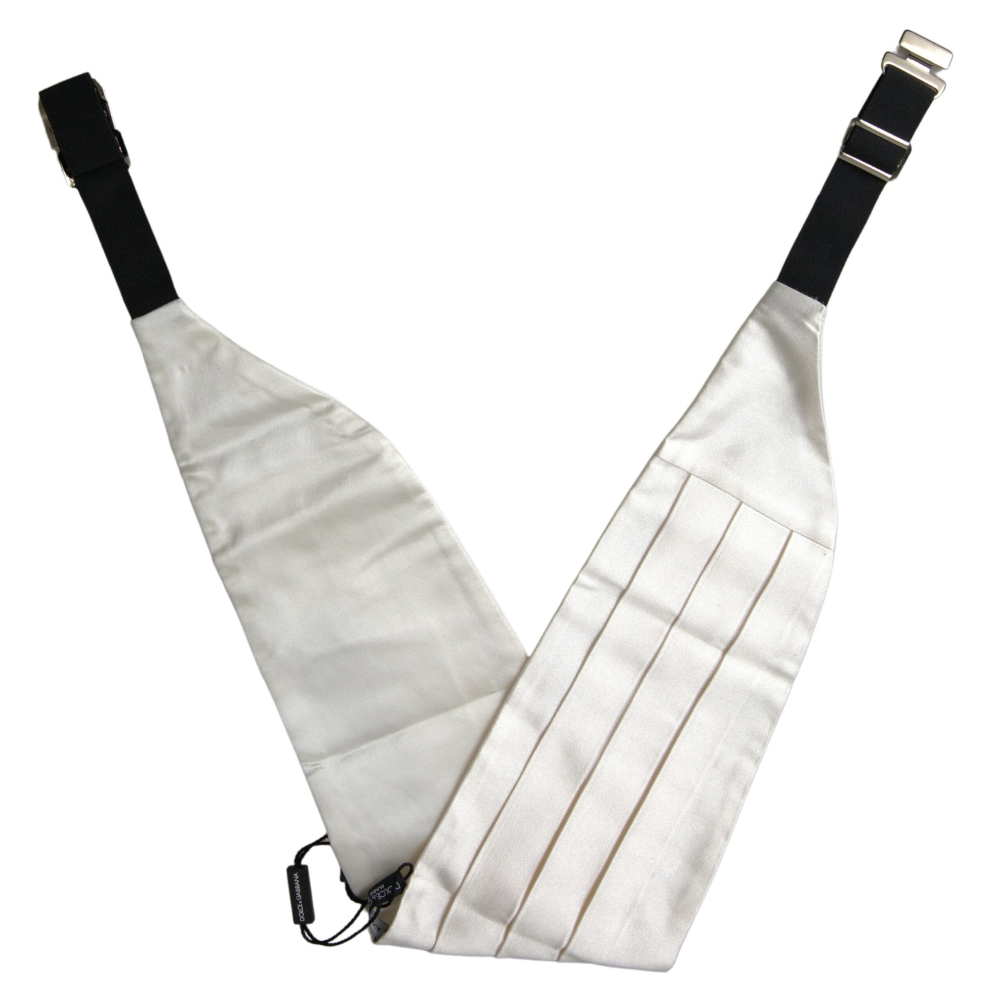 Dolce & Gabbana White Men Wide Waist Silk Belt Cummerbund - ACCEXO