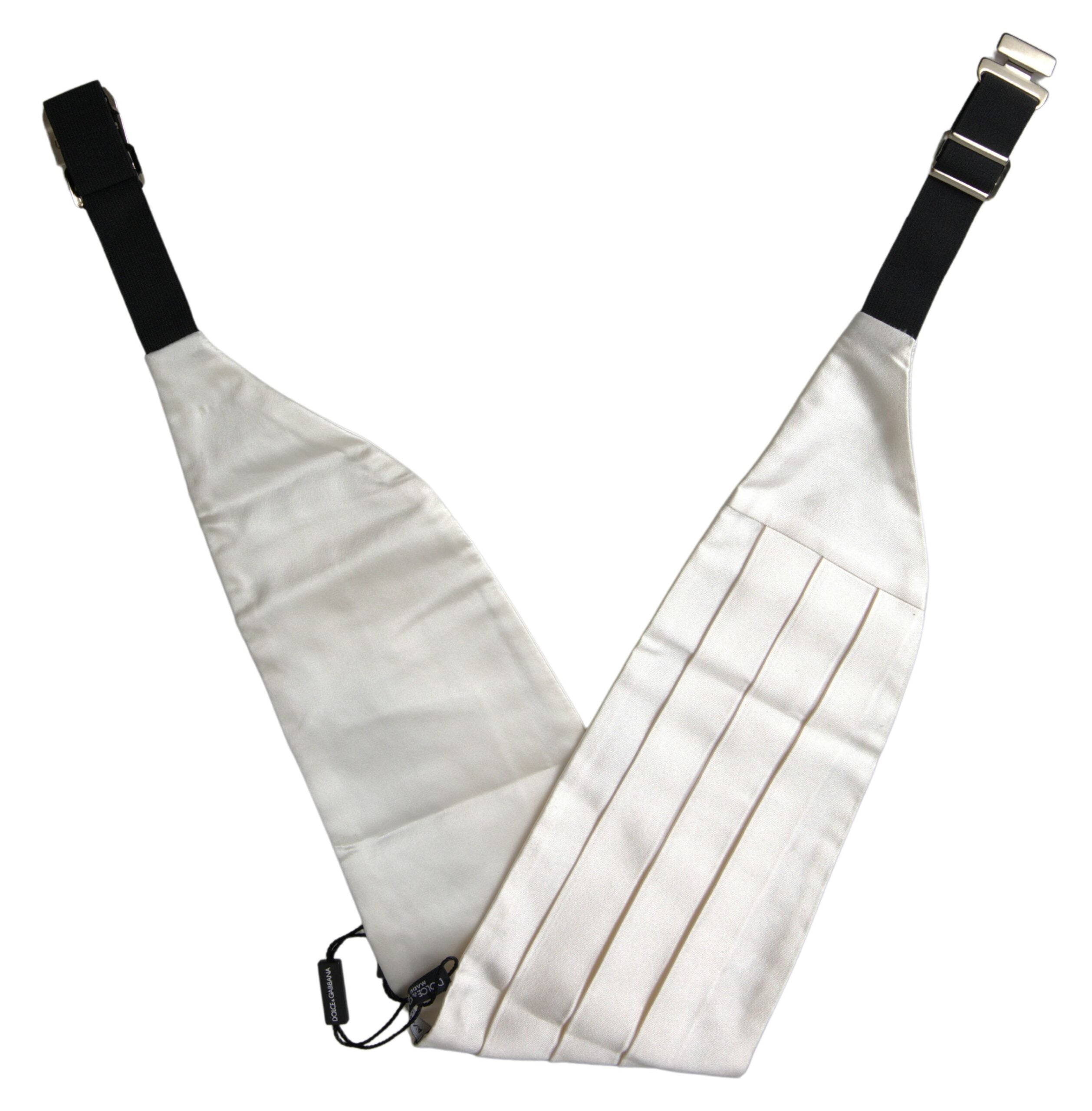 Dolce & Gabbana White Men Wide Waist Silk Belt Cummerbund - ACCEXO