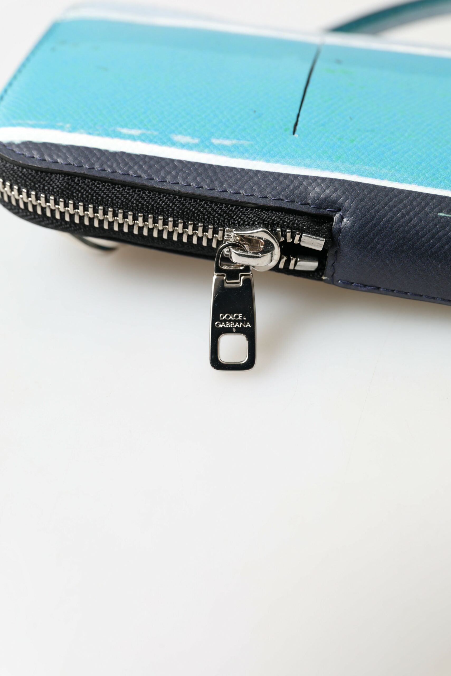 Dolce & Gabbana Elegant Leather Crossbody Phone Bag in Blue & White - ACCEXO
