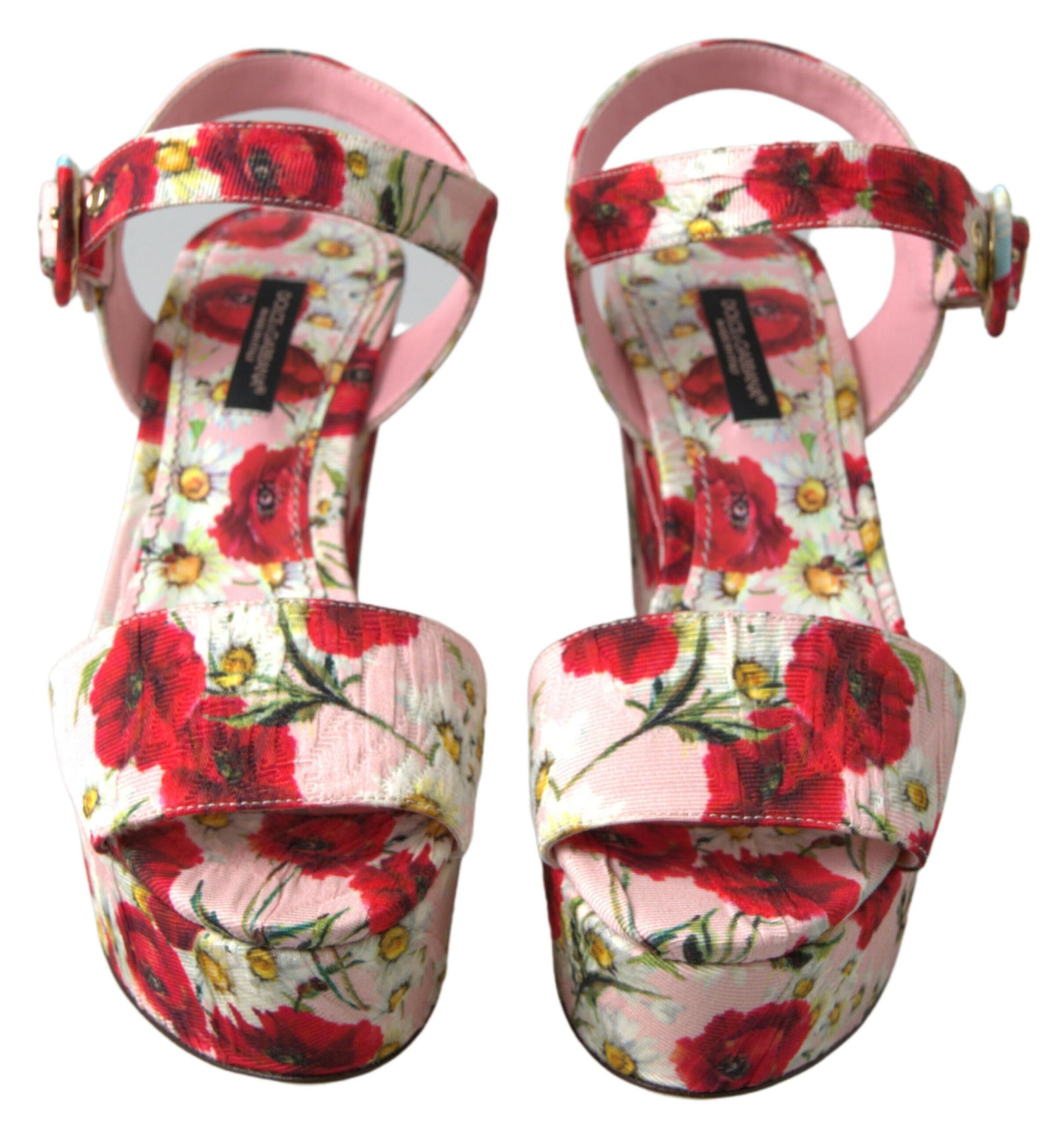 Dolce & Gabbana Floral Ankle Strap Wedge Sandals - ACCEXO