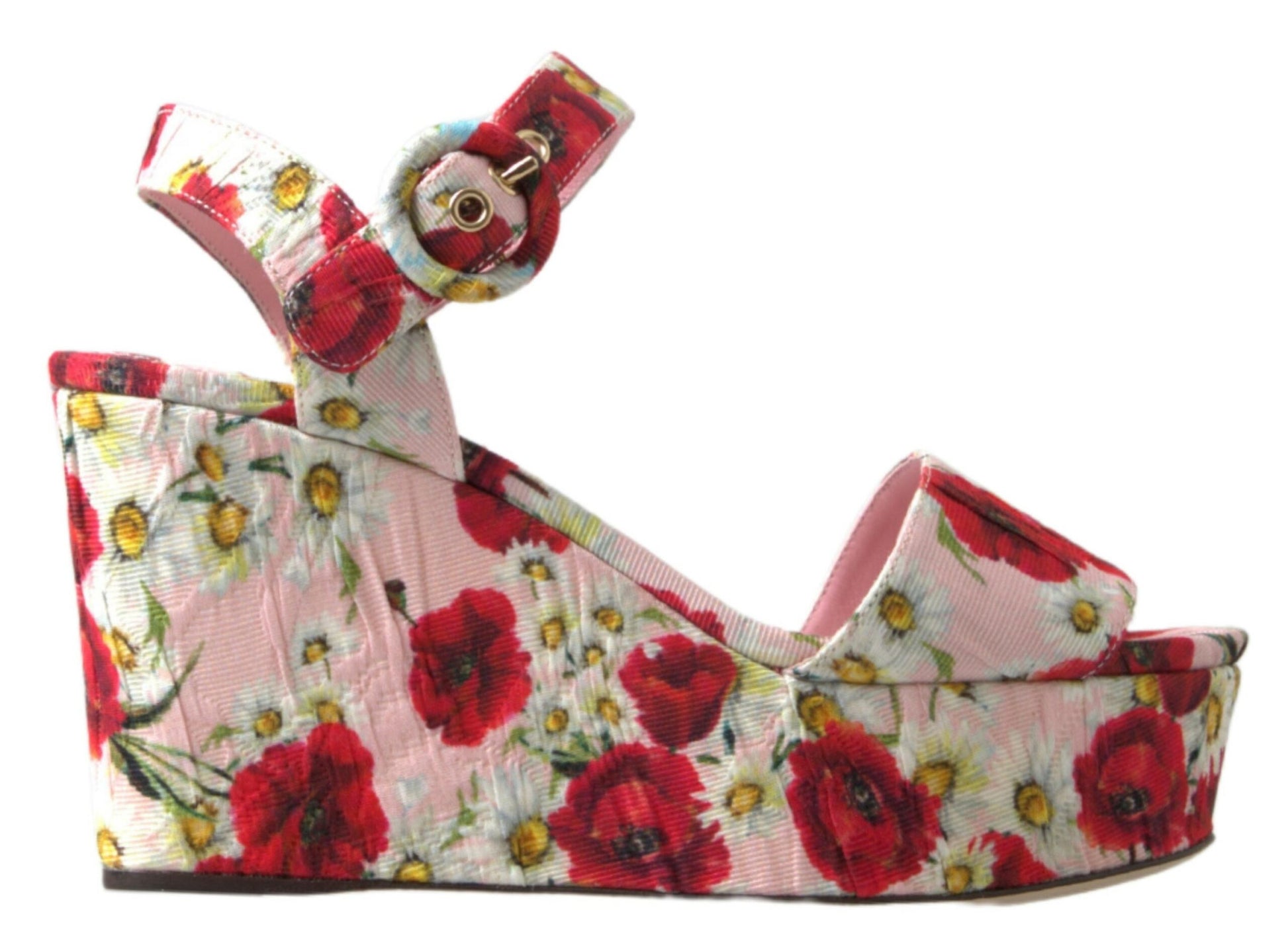Dolce & Gabbana Floral Ankle Strap Wedge Sandals - ACCEXO