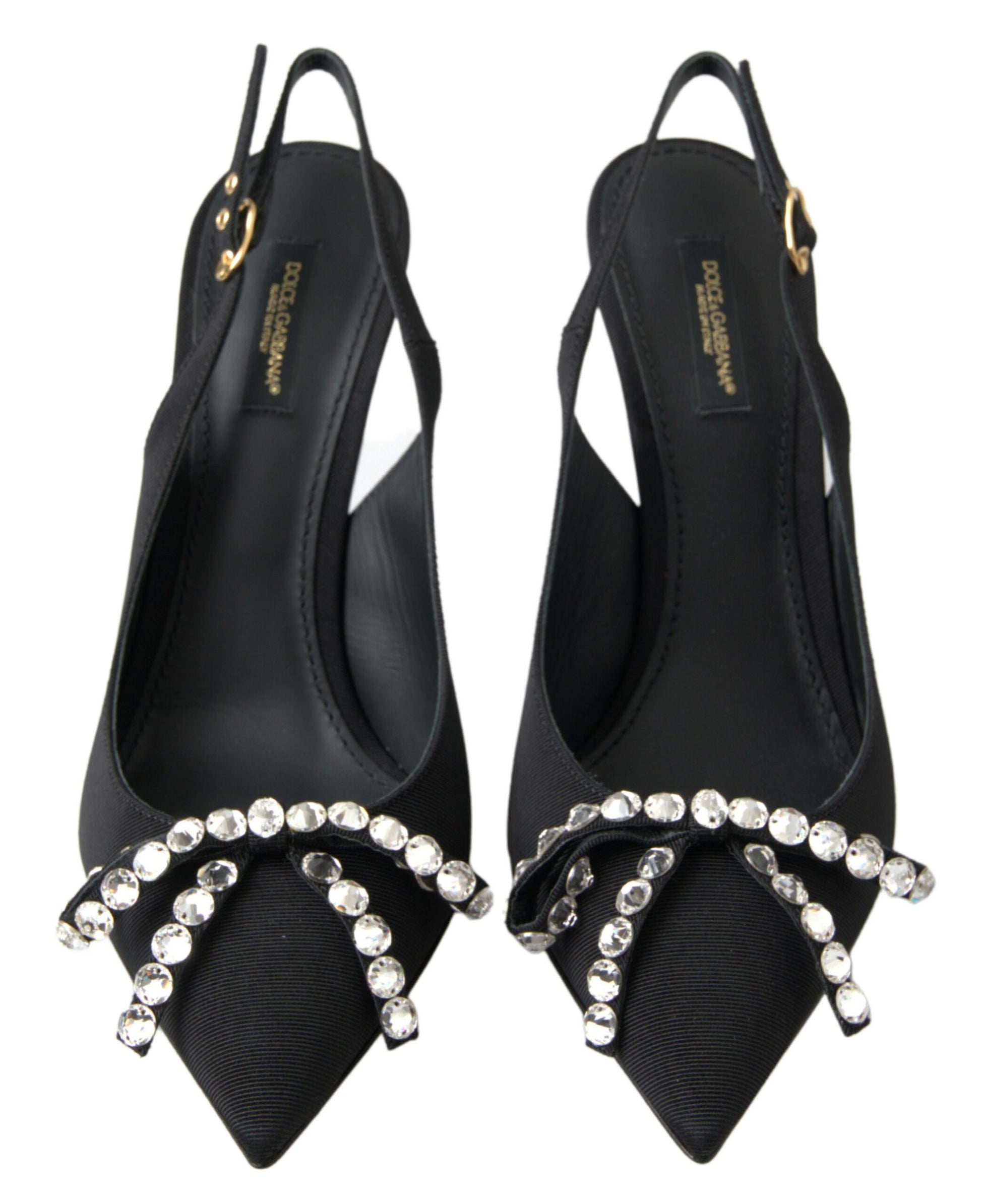 Dolce & Gabbana Embellished Black Slingback Heels Pumps - ACCEXO