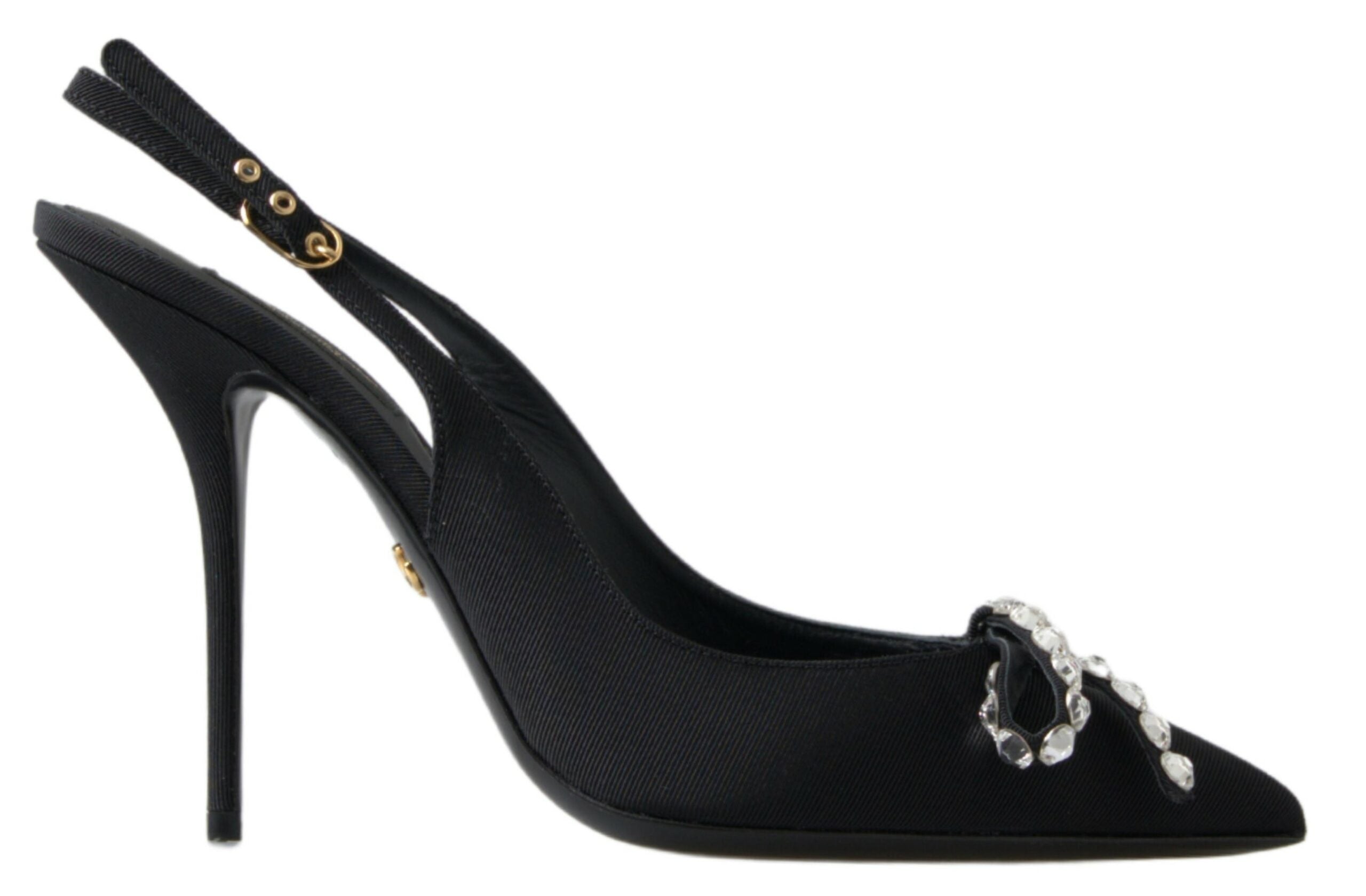 Dolce & Gabbana Embellished Black Slingback Heels Pumps - ACCEXO