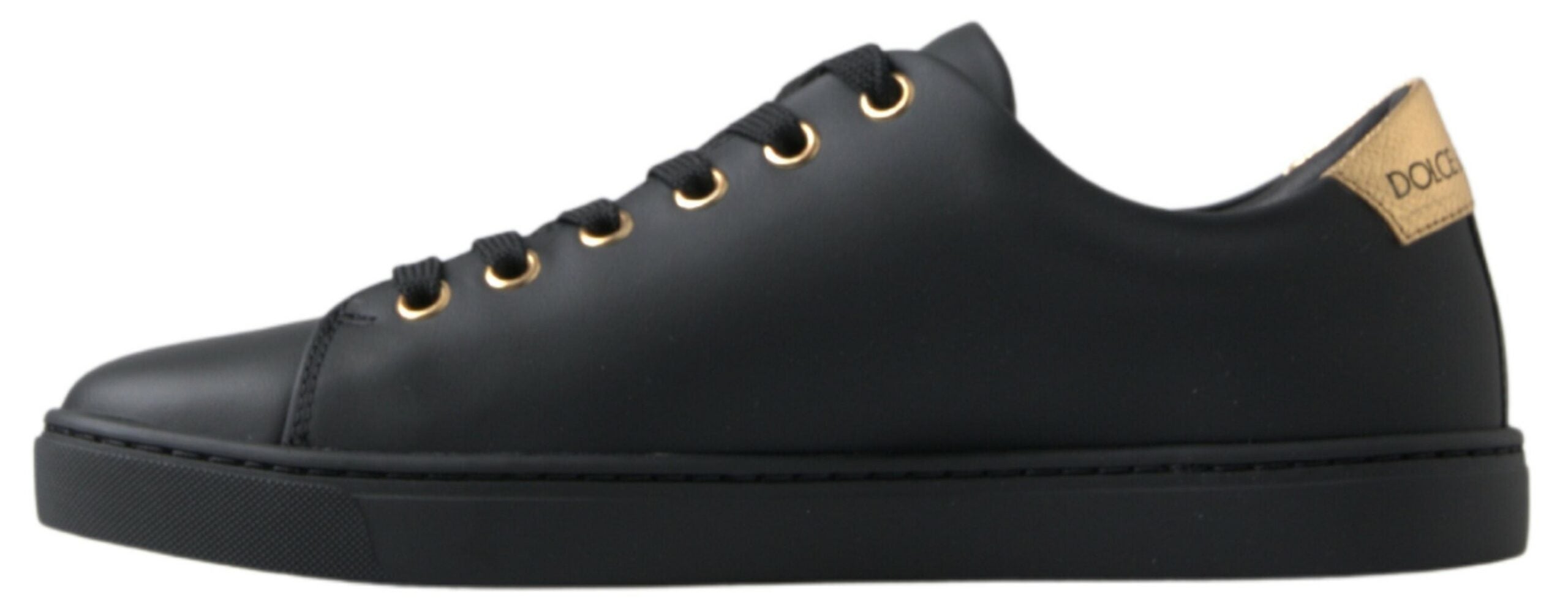 Dolce & Gabbana Black Gold Leather Classic Sneakers - ACCEXO