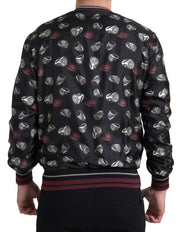 Dolce & Gabbana Black Ring Print Silk Crewneck Sweater