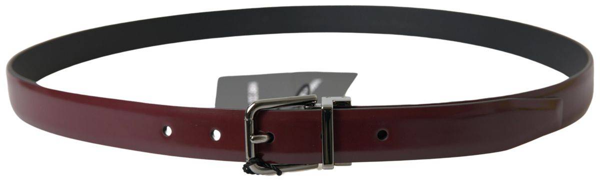 Dolce & Gabbana Elegant Bordeaux Leather Belt with Metal Buckle - ACCEXO