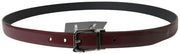 Dolce & Gabbana Bordeaux Leather Silver Metal Buckle Belt for Men