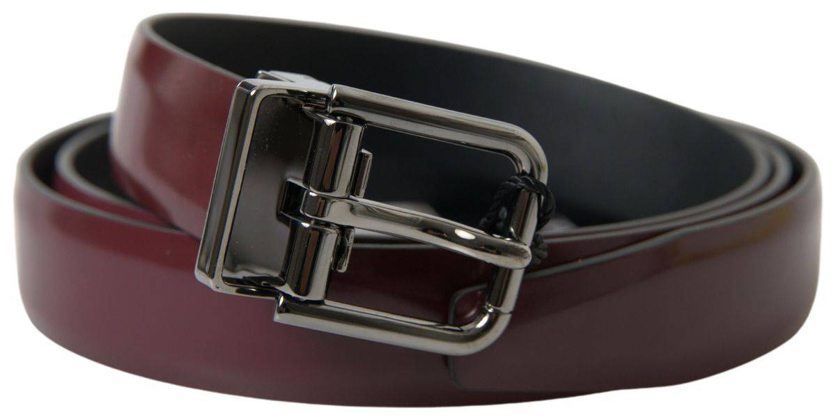 Dolce & Gabbana Elegant Bordeaux Leather Belt with Metal Buckle - ACCEXO