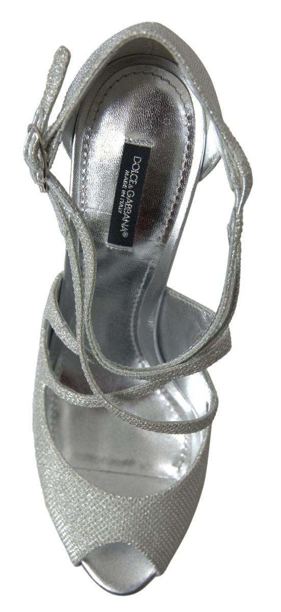 Dolce & Gabbana Elegant Shimmering Silver High-Heeled Sandals - ACCEXO