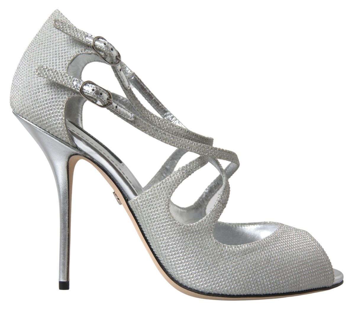 Dolce & Gabbana Elegant Shimmering Silver High-Heeled Sandals - ACCEXO