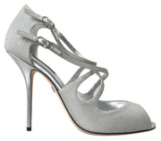 Dolce & Gabbana Elegant Shimmering Silver High-Heeled Sandals - ACCEXO