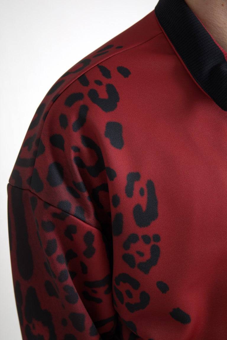 Dolce & Gabbana Red Leopard Print Bomber Jacket - ACCEXO