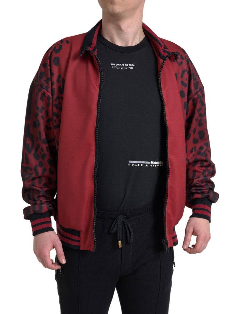 Dolce & Gabbana Red Leopard Print Bomber Jacket - ACCEXO