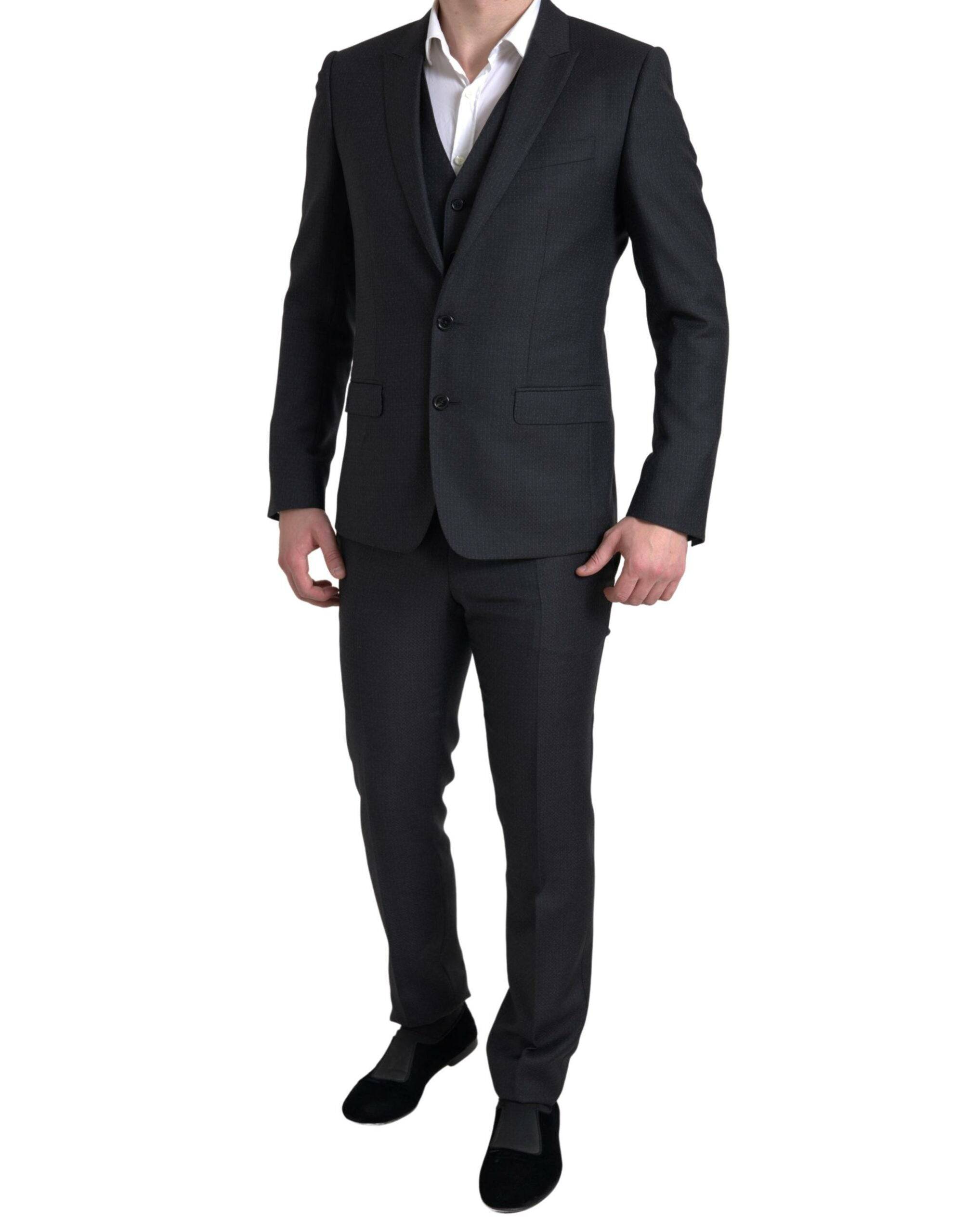 Dolce & Gabbana Elegant Black Martini Slim Fit 3-Piece Suit - ACCEXO