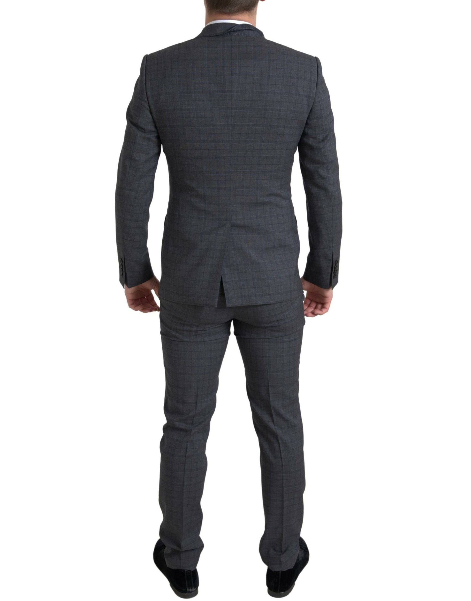 Dolce & Gabbana Elegant Grey Checkered Slim Fit Suit - ACCEXO