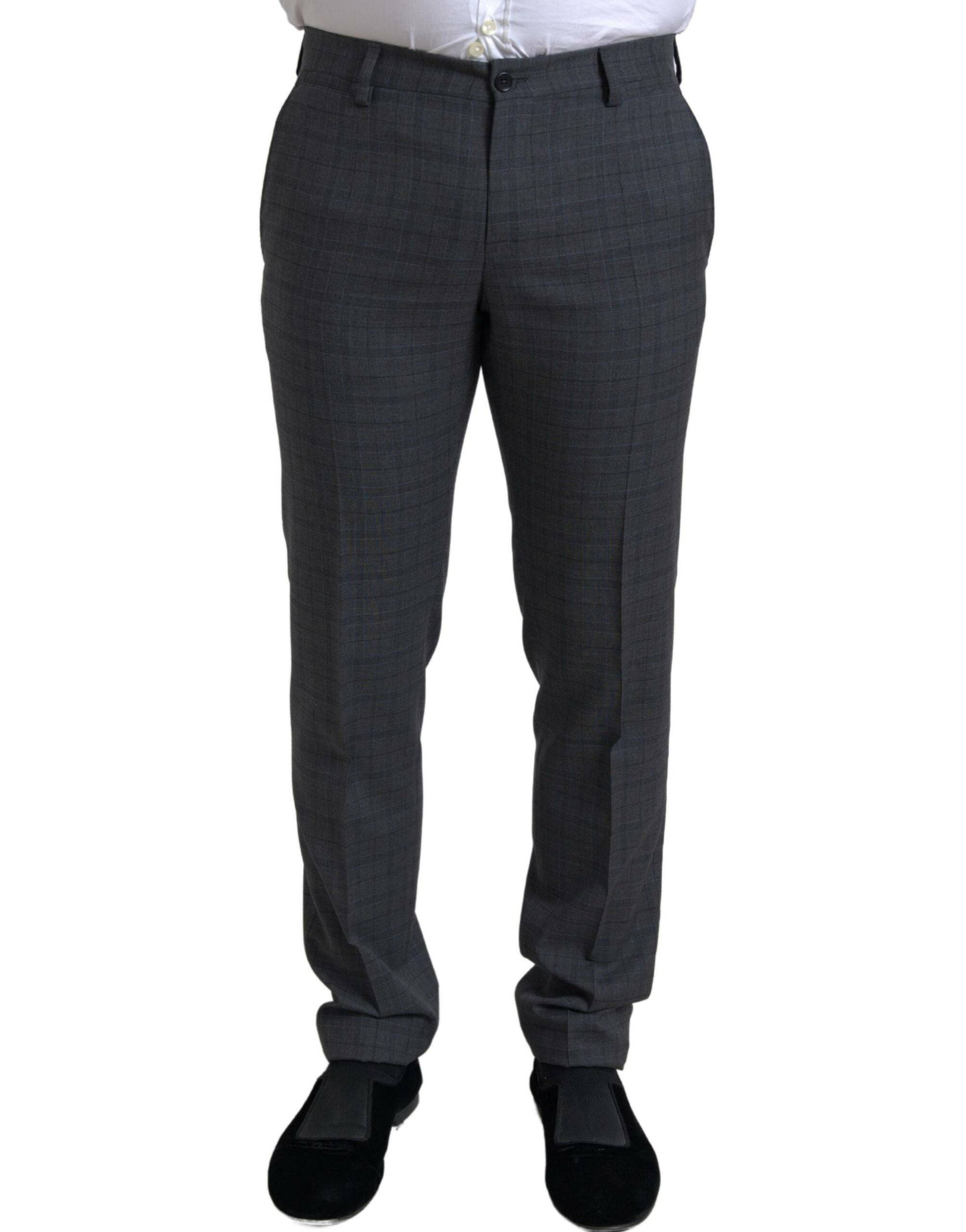Dolce & Gabbana Elegant Grey Checkered Slim Fit Suit - ACCEXO