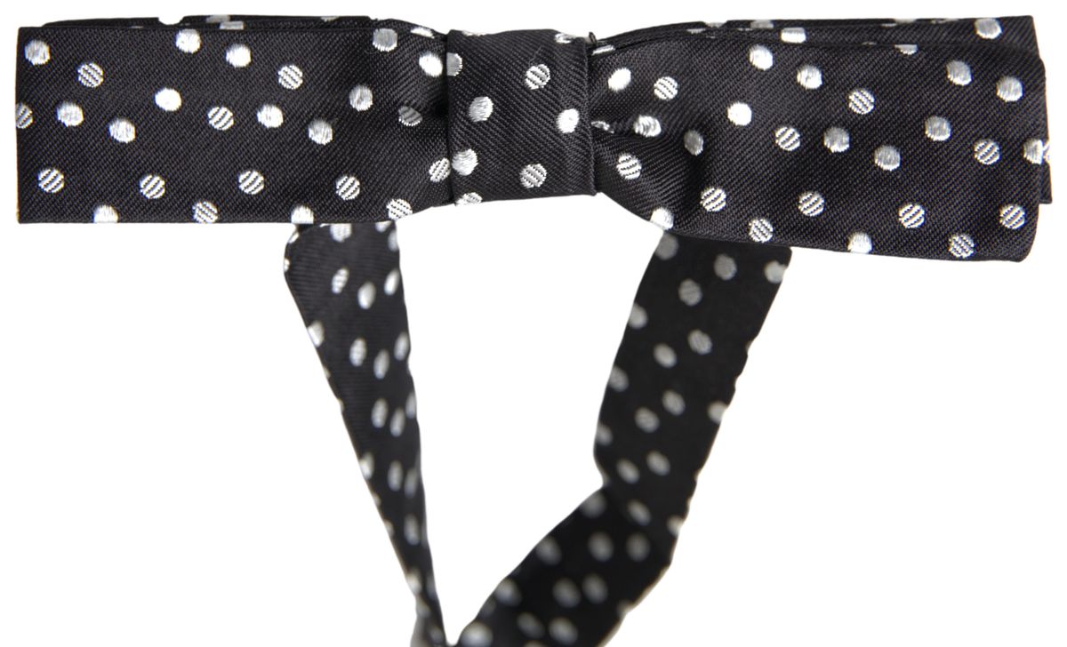 Dolce & Gabbana Elegant Black Silk Bow Tie with Logo Detail - ACCEXO