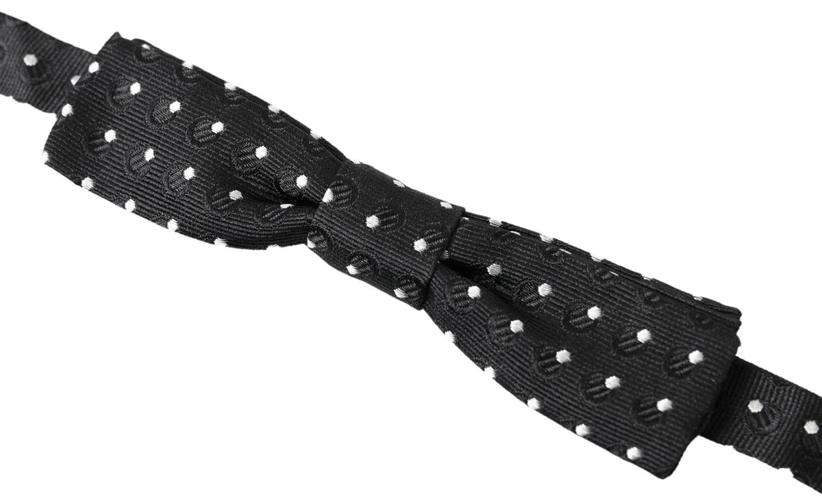 Dolce & Gabbana Elegant Silk Black Bow Tie with Signature Clasp - ACCEXO