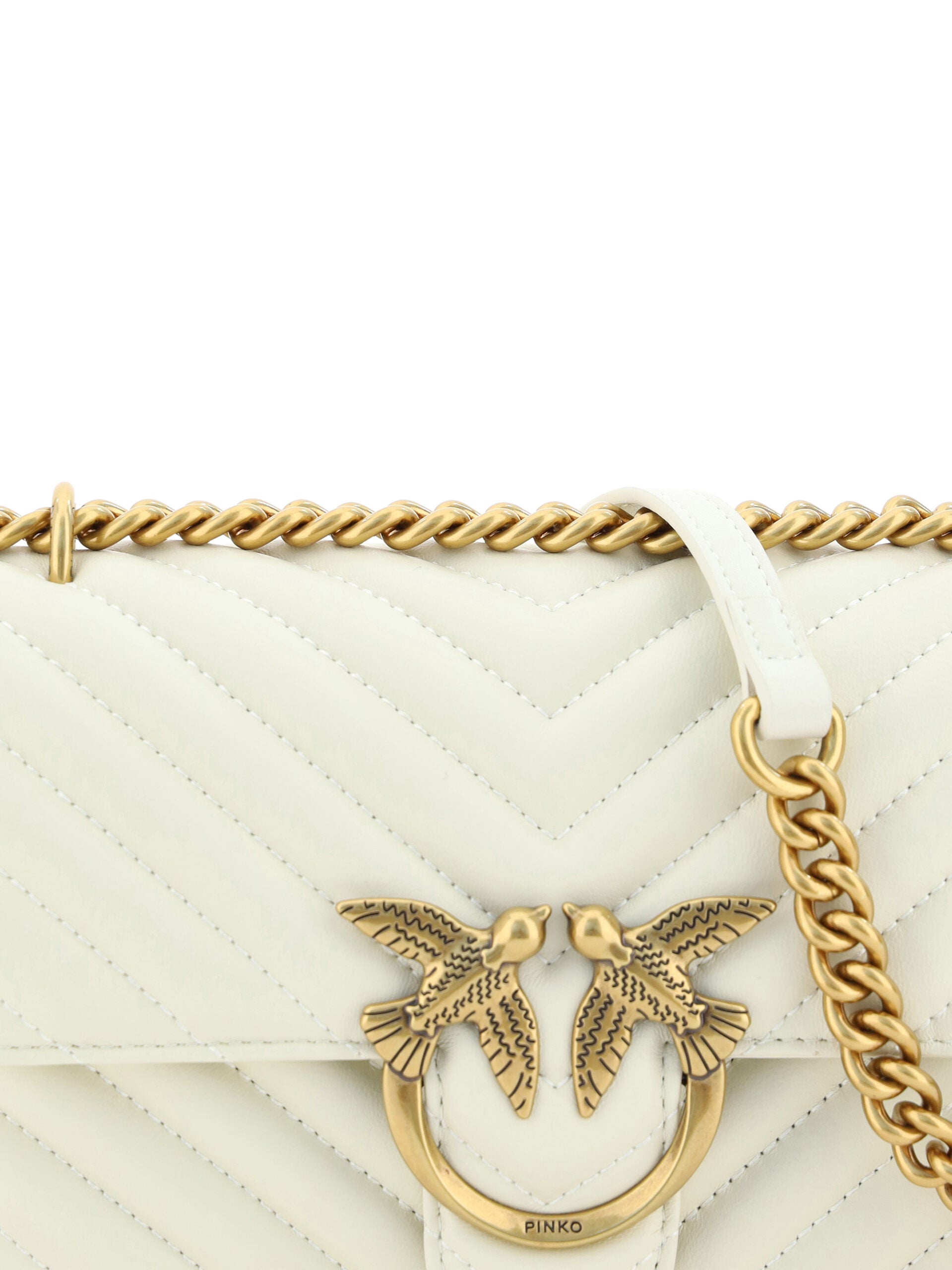PINKO Elegant White Mini Love Shoulder Bag - ACCEXO