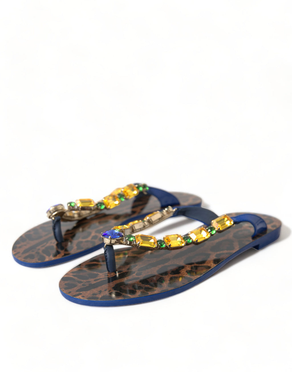 Dolce & Gabbana Elegant Blue Leather Flat Sandals - ACCEXO