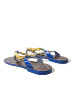 Dolce & Gabbana Elegant Blue Leather Flat Sandals - ACCEXO