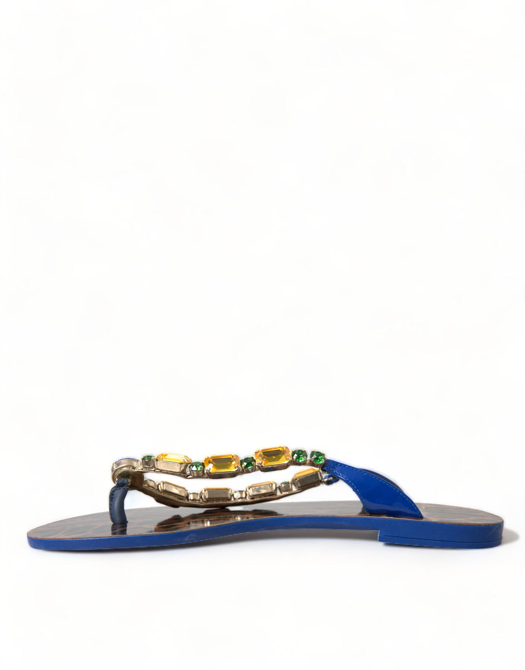 Dolce & Gabbana Elegant Blue Leather Flat Sandals - ACCEXO