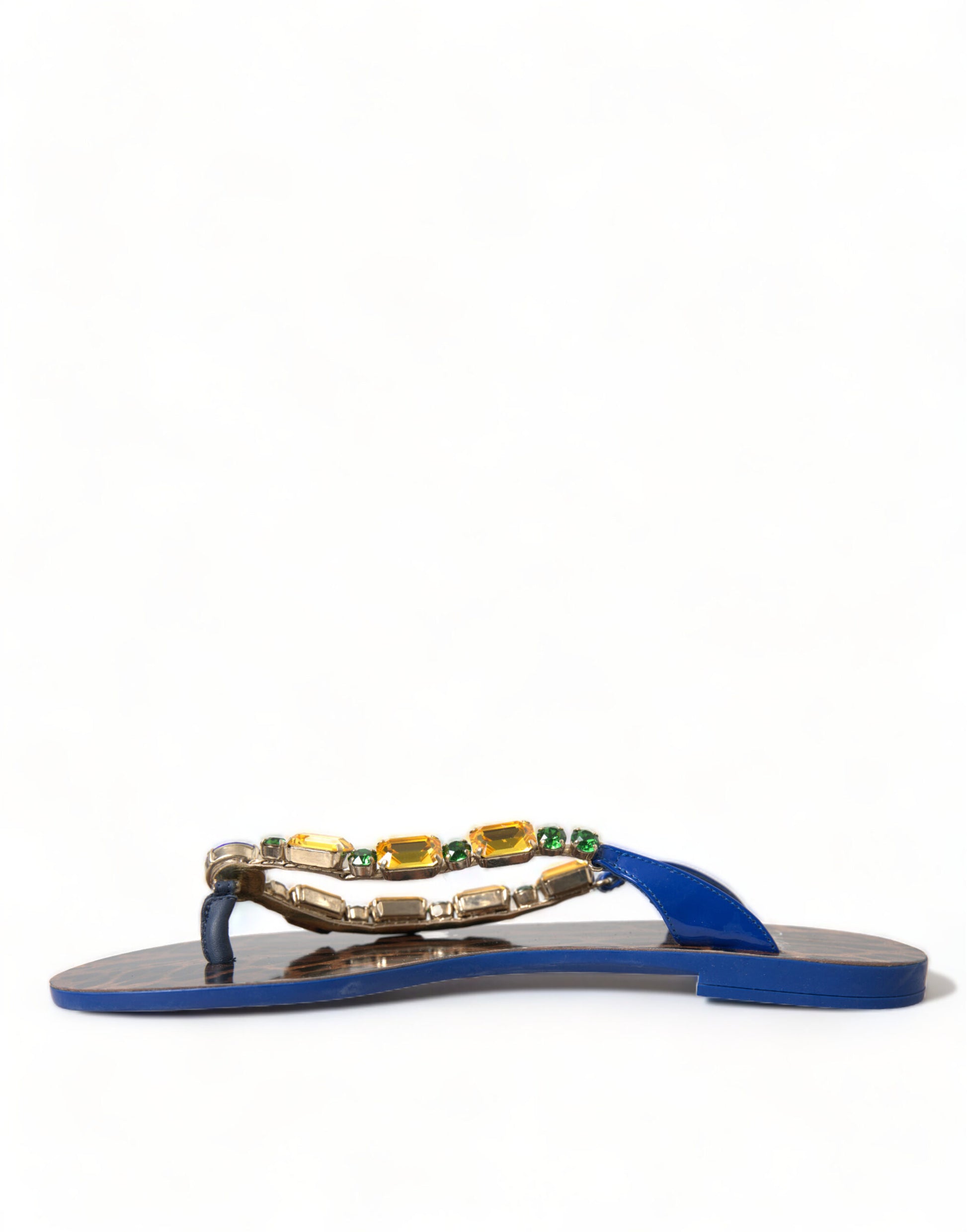 Dolce & Gabbana Elegant Blue Leather Flat Sandals - ACCEXO