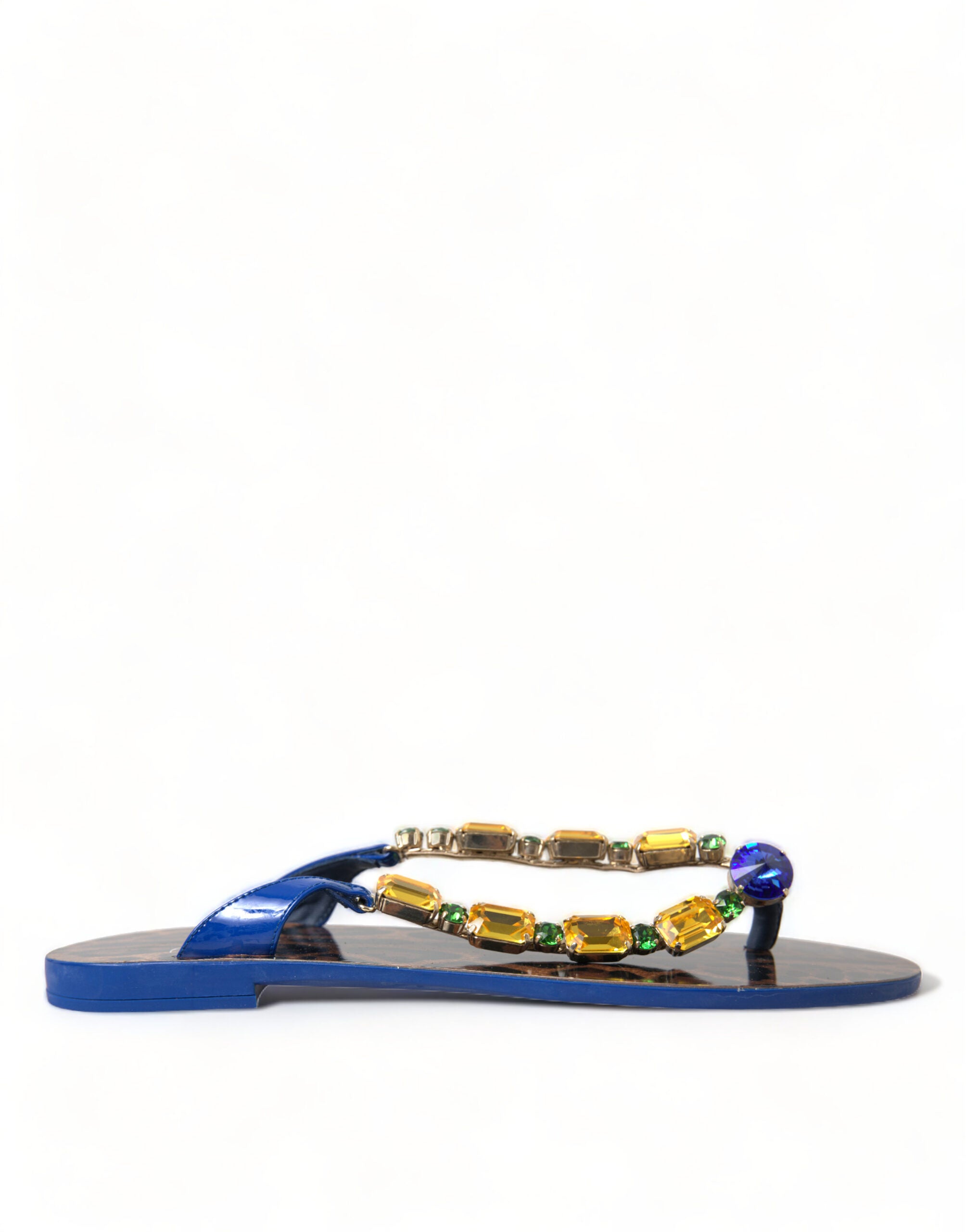 Dolce & Gabbana Elegant Blue Leather Flat Sandals - ACCEXO
