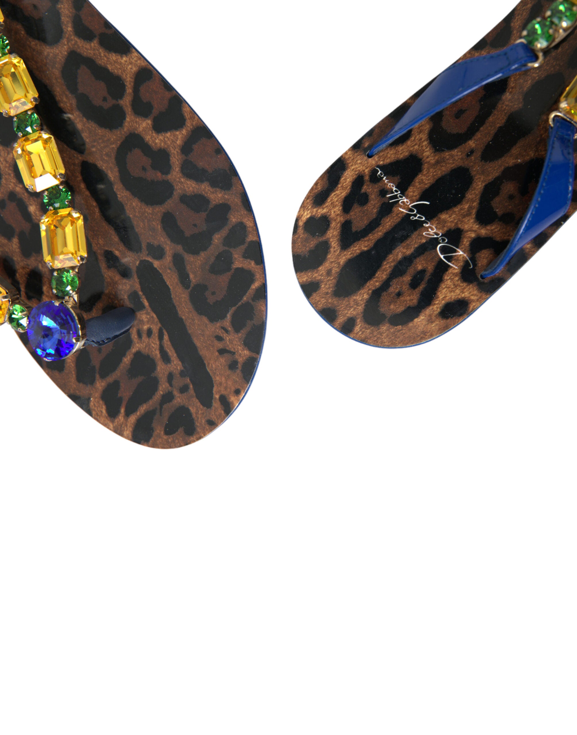 Dolce & Gabbana Elegant Blue Leather Flat Sandals - ACCEXO
