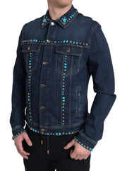 Dolce & Gabbana Embellished Turquoise Denim Jacket - ACCEXO