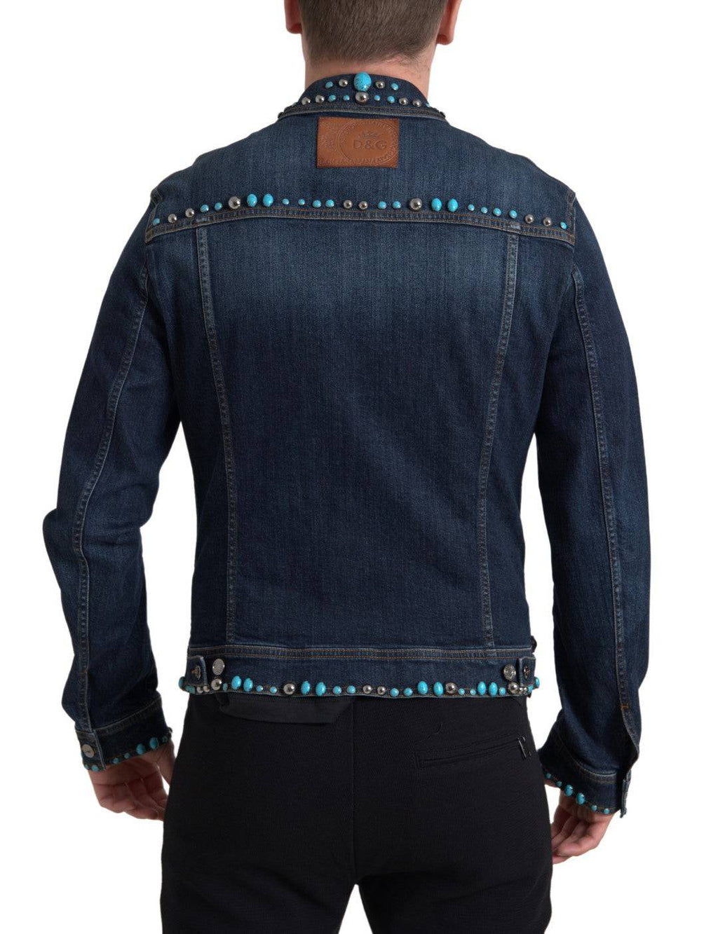 Dolce & Gabbana Embellished Turquoise Denim Jacket - ACCEXO