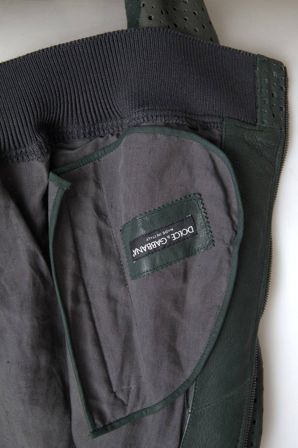 Dolce & Gabbana Emerald Green Goatskin Bomber Jacket - ACCEXO