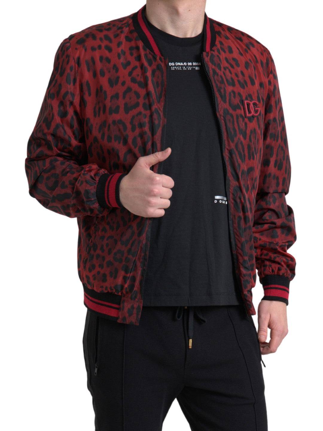 Dolce & Gabbana Red Leopard Bomber Short Coat Jacket Secondary image