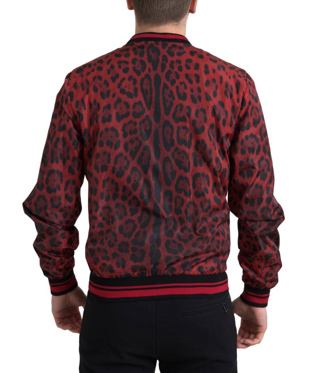 Dolce & Gabbana Red Leopard Print Bomber Jacket - ACCEXO