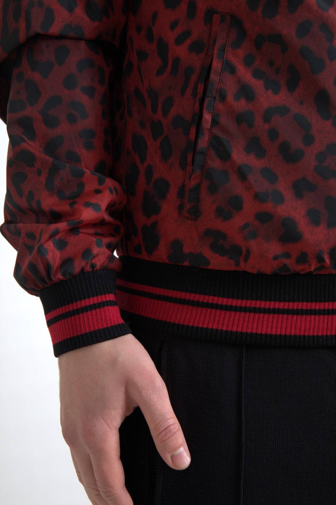 Dolce & Gabbana Red Leopard Print Bomber Jacket - ACCEXO