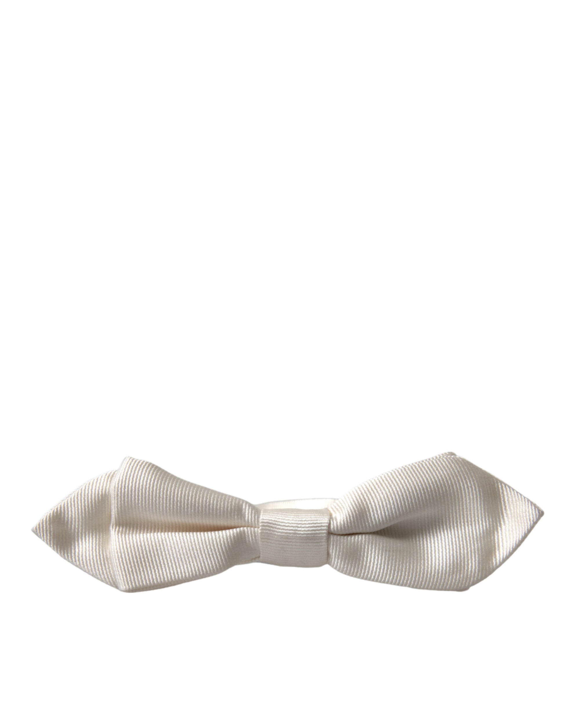 Dolce & Gabbana Elegant White Silk Bow Tie - ACCEXO