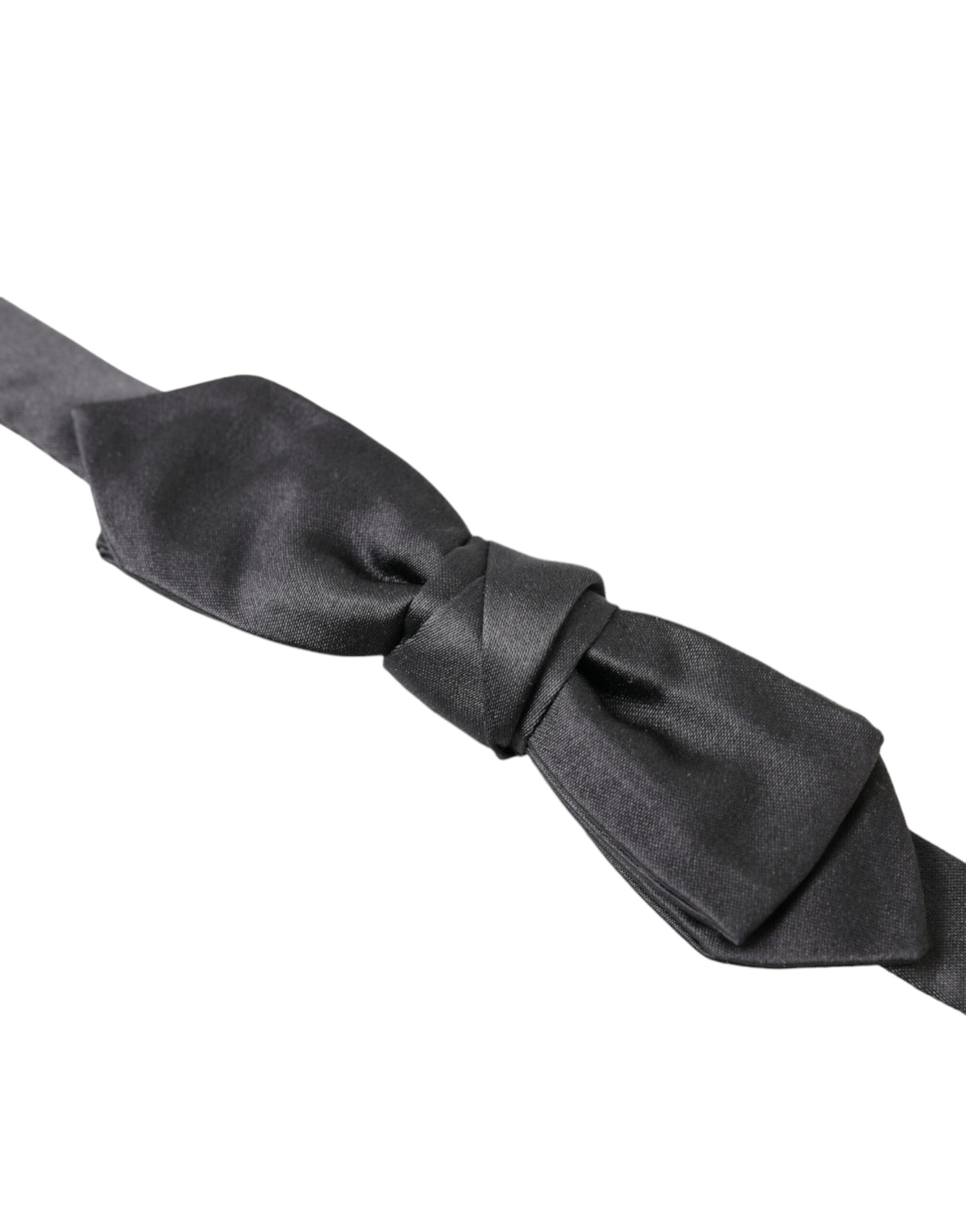Dolce & Gabbana Elegant Anthracite Silk Bow Tie - ACCEXO