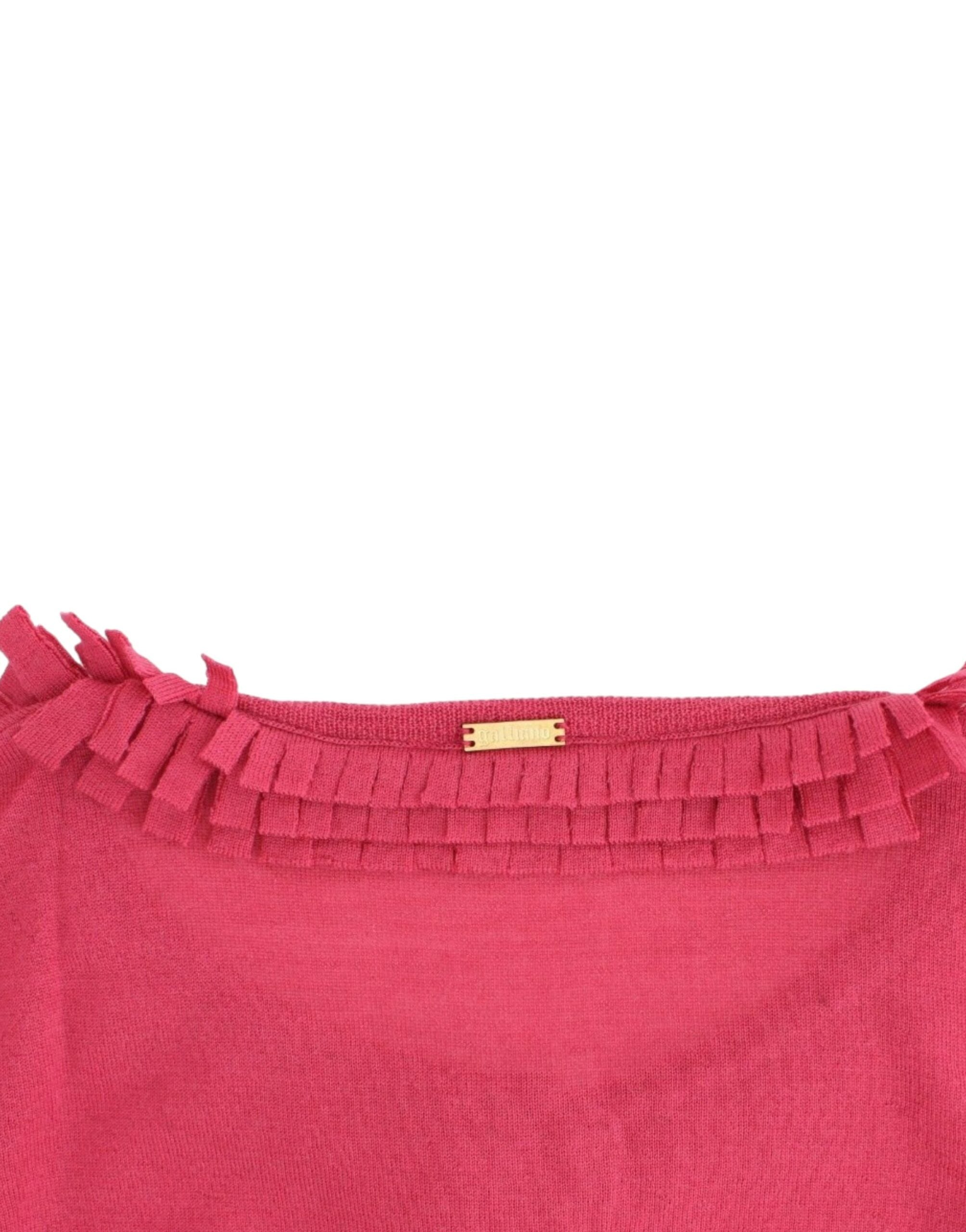 John Galliano Ruffle Detail Wool Cardigan in Pink - ACCEXO