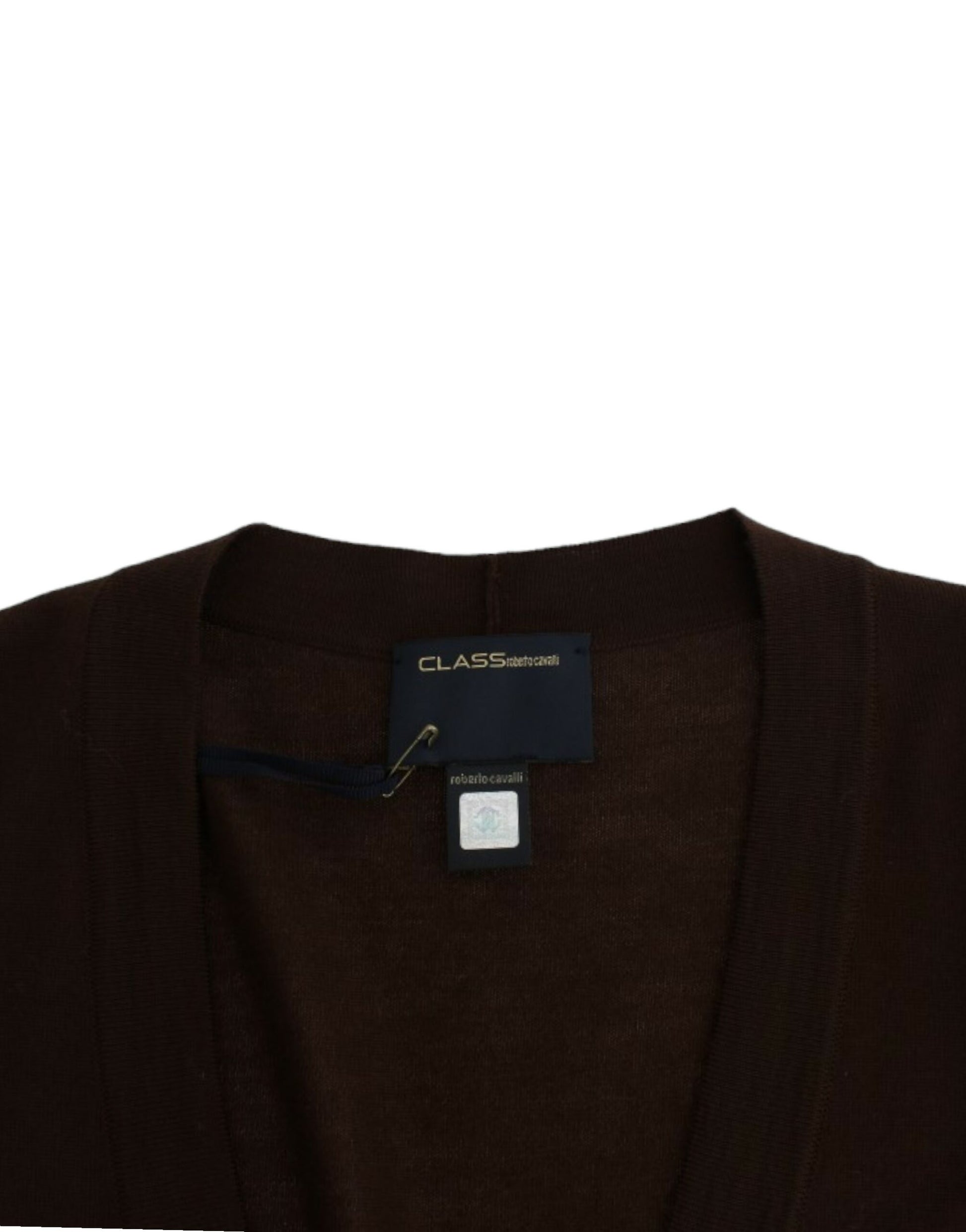 Cavalli Elegant Brown Virgin Wool Cropped Cardigan - ACCEXO