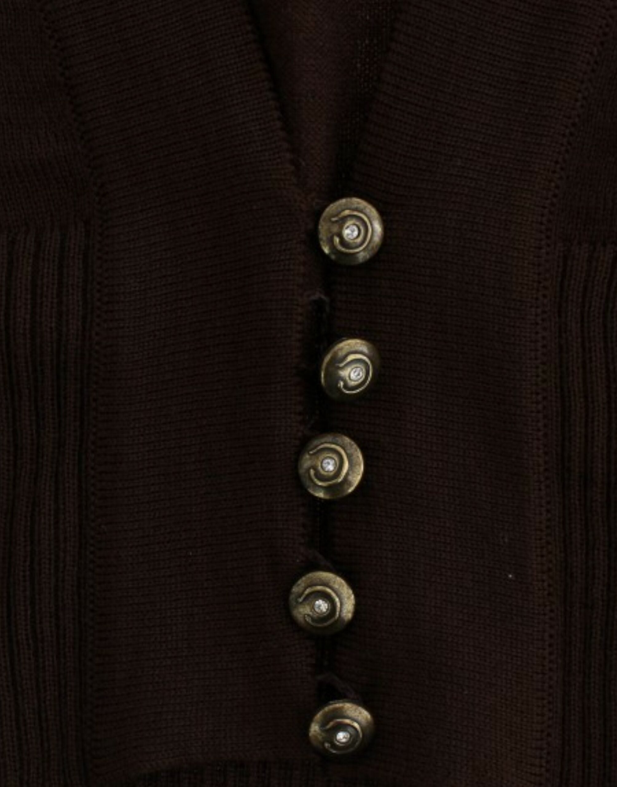 Cavalli Elegant Brown Virgin Wool Cropped Cardigan - ACCEXO