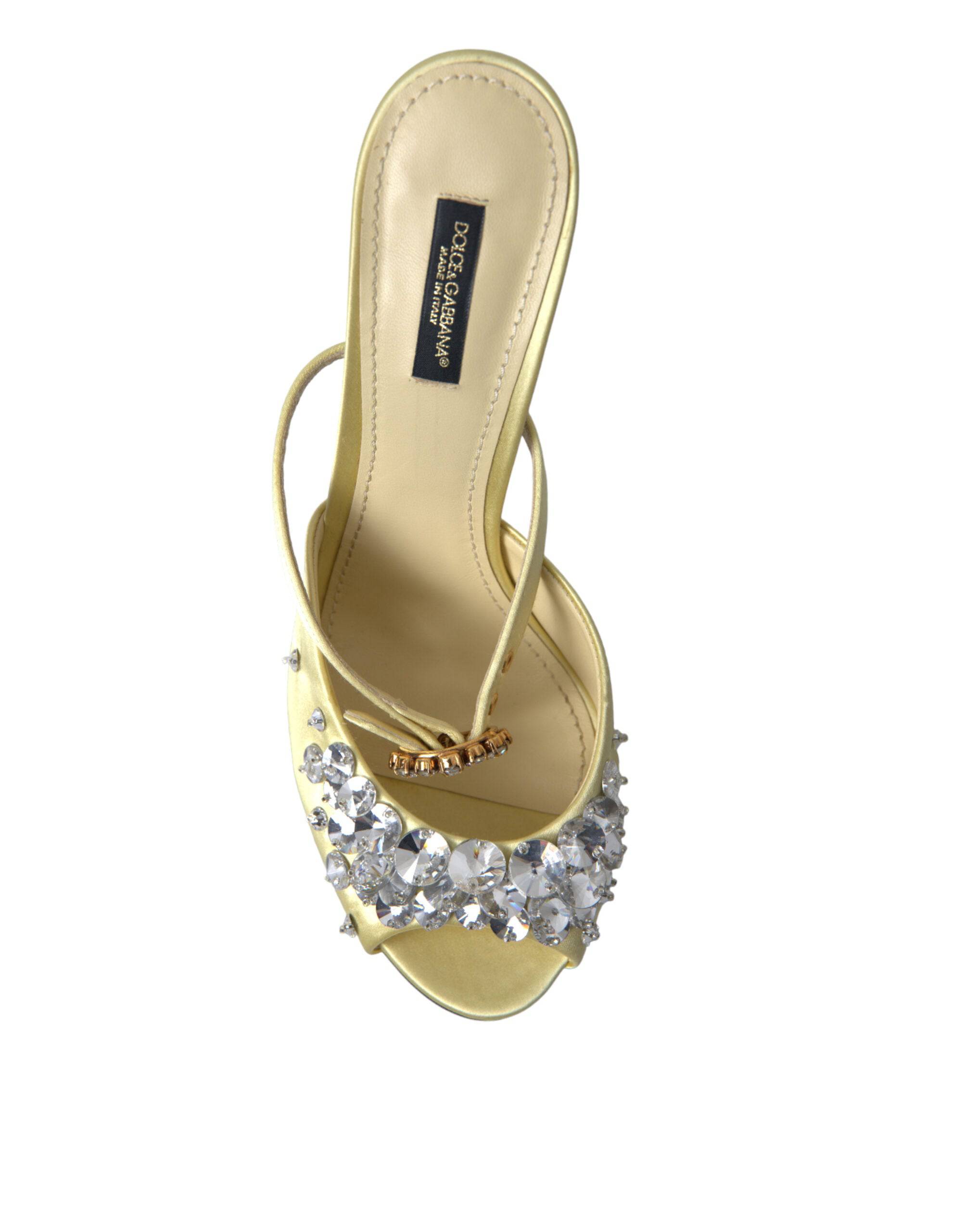 Dolce & Gabbana Crystal Embellished Silk Sandals - ACCEXO