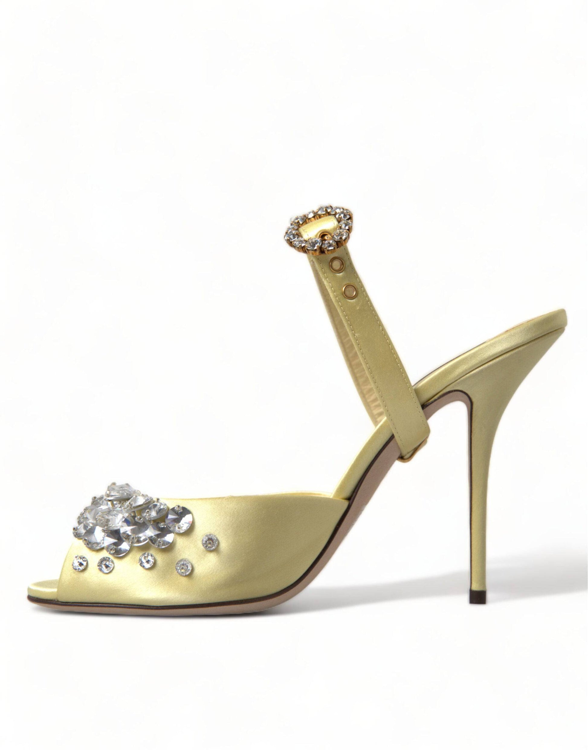 Dolce & Gabbana Crystal Embellished Silk Sandals - ACCEXO
