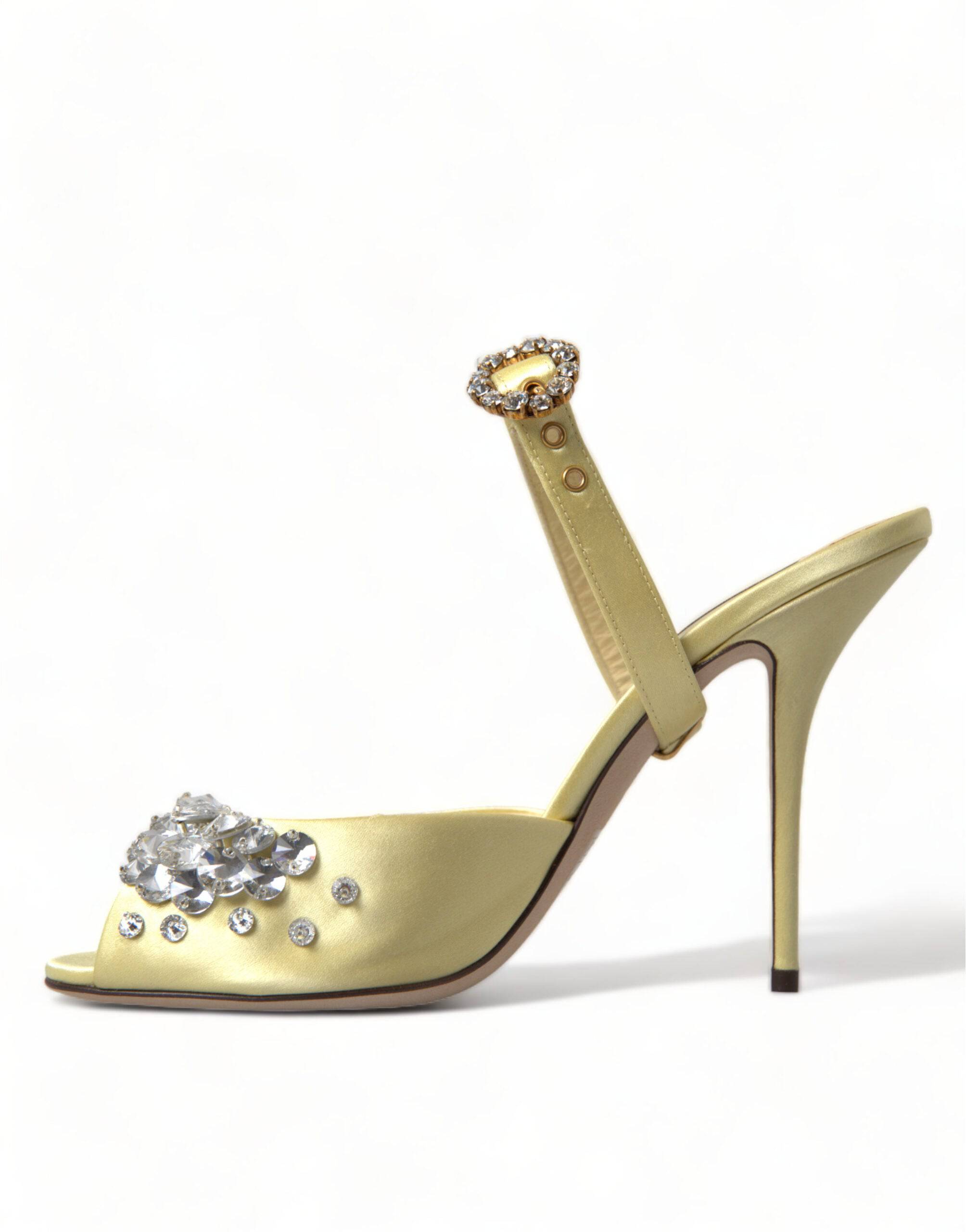Dolce & Gabbana Crystal Embellished Silk Sandals - ACCEXO