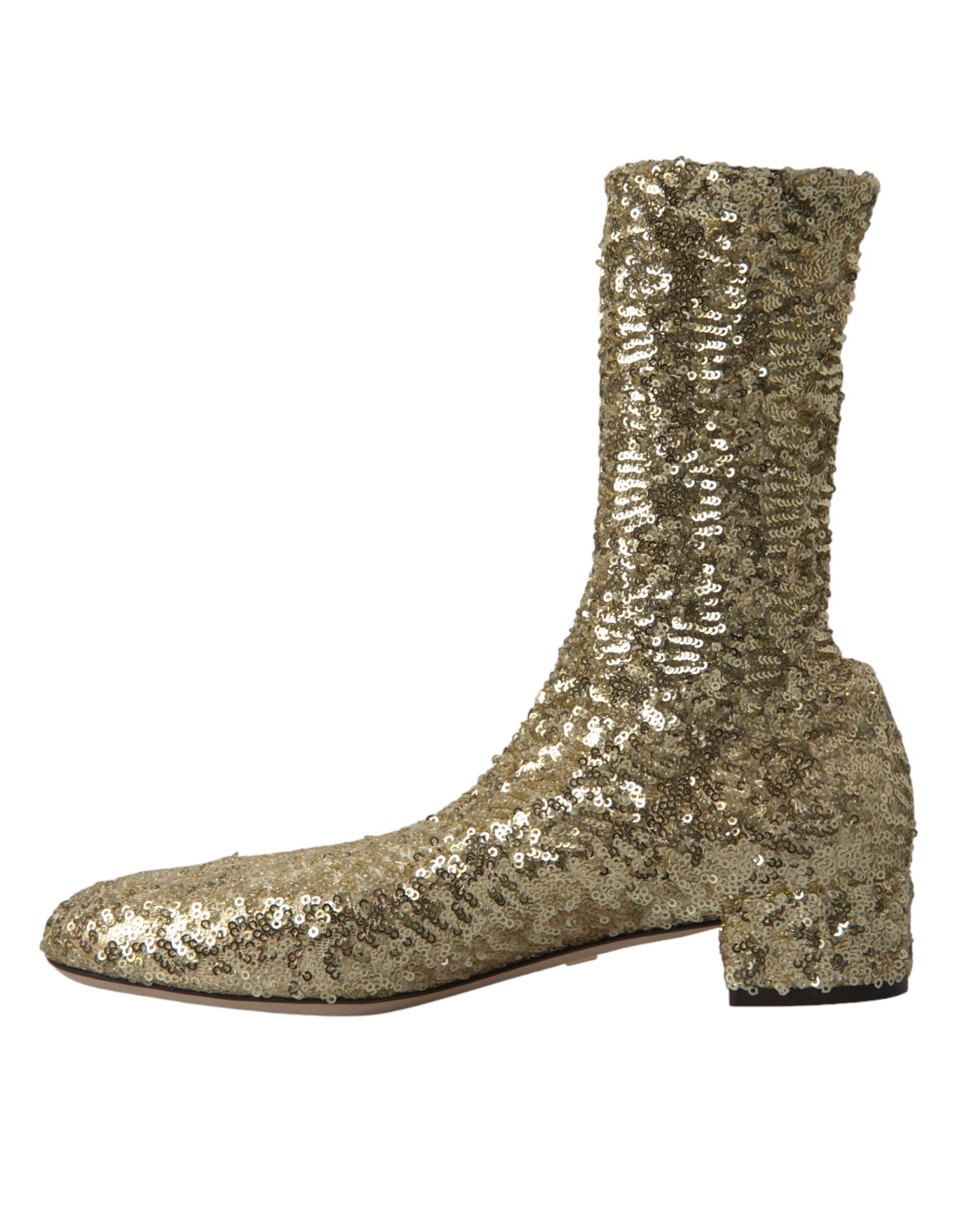 Dolce & Gabbana Elegant Mid Calf Gold Boots Exclusive Design - ACCEXO