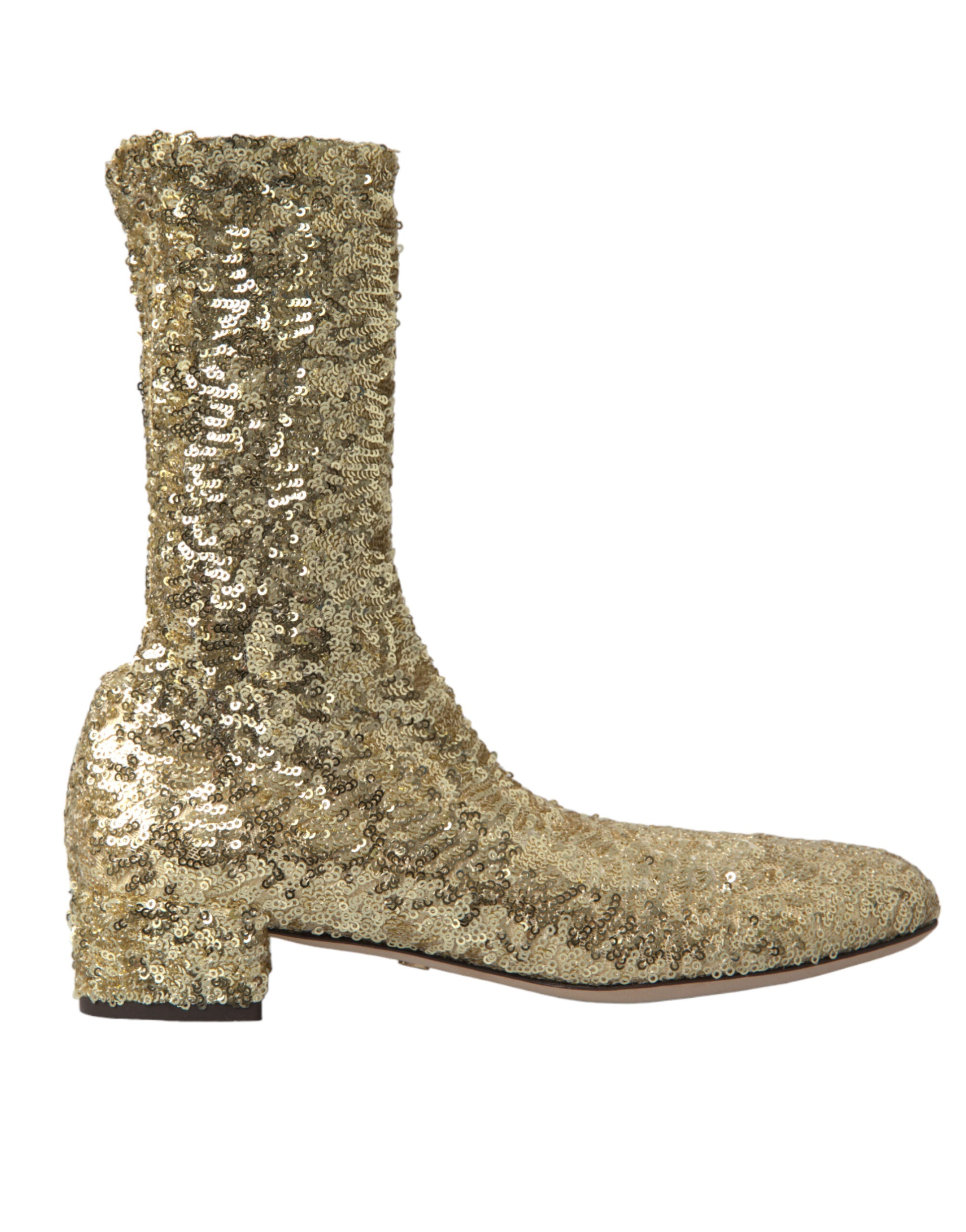 Dolce & Gabbana Elegant Mid Calf Gold Boots Exclusive Design - ACCEXO