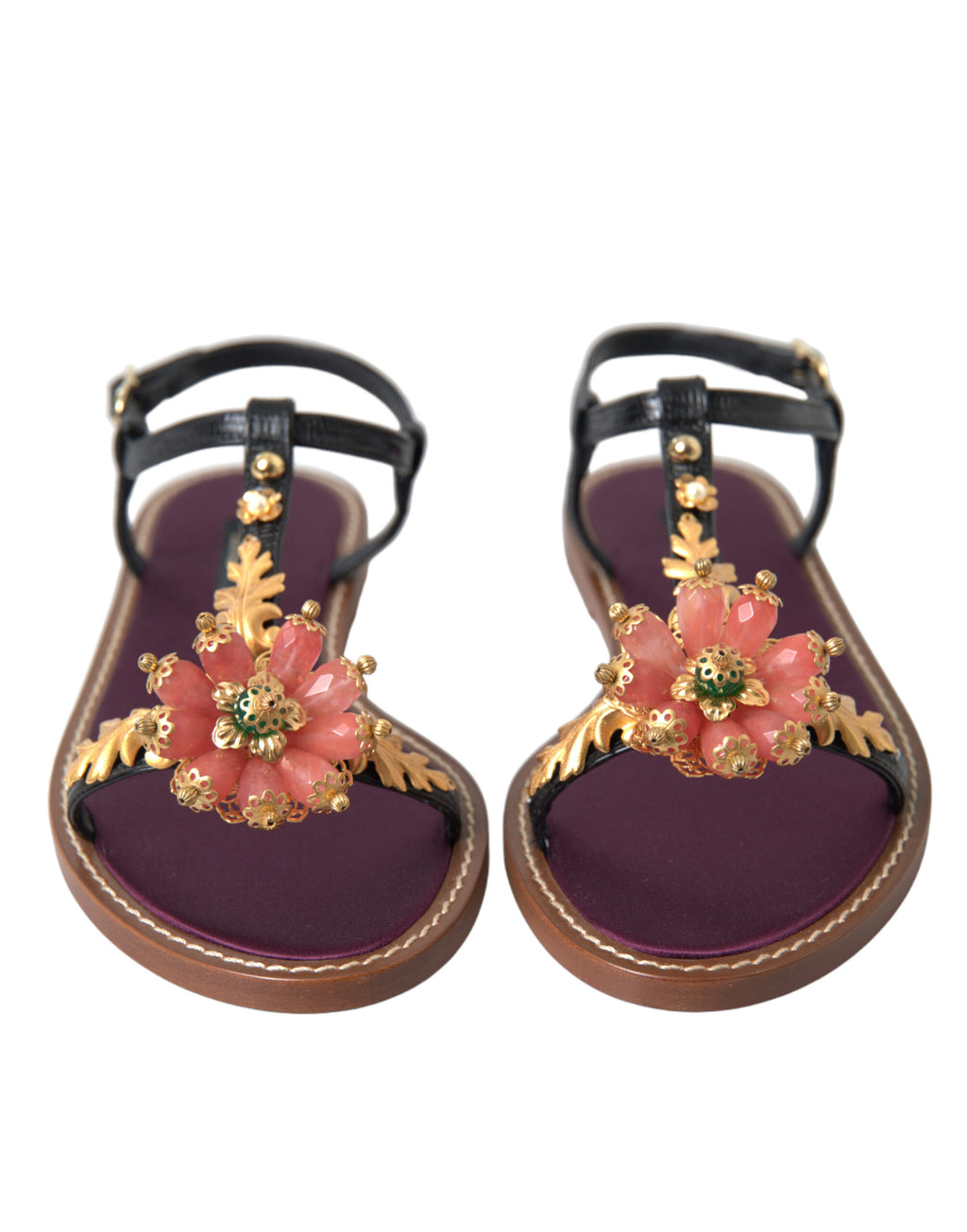 Dolce & Gabbana Elegant Crystal-Adorned Flat Sandals - ACCEXO