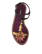 Dolce & Gabbana Elegant Crystal-Adorned Flat Sandals - ACCEXO