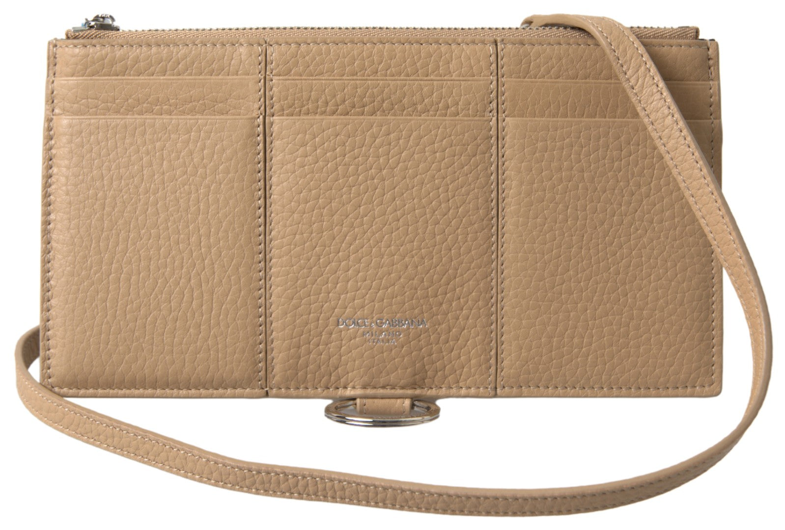 Dolce & Gabbana Beige Leather Shoulder Cardholder Shoulder Strap Wallet for Women