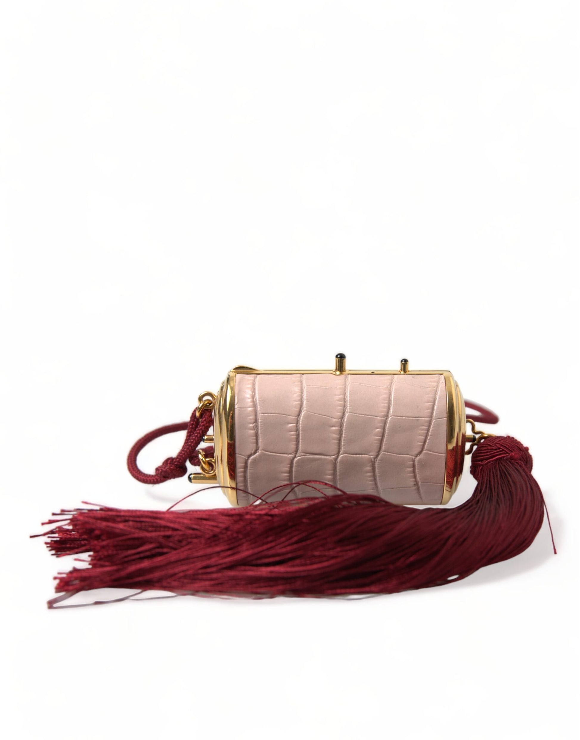 Dolce & Gabbana Exotic Pink Leather Mini Mirror Bag with Tassel - ACCEXO